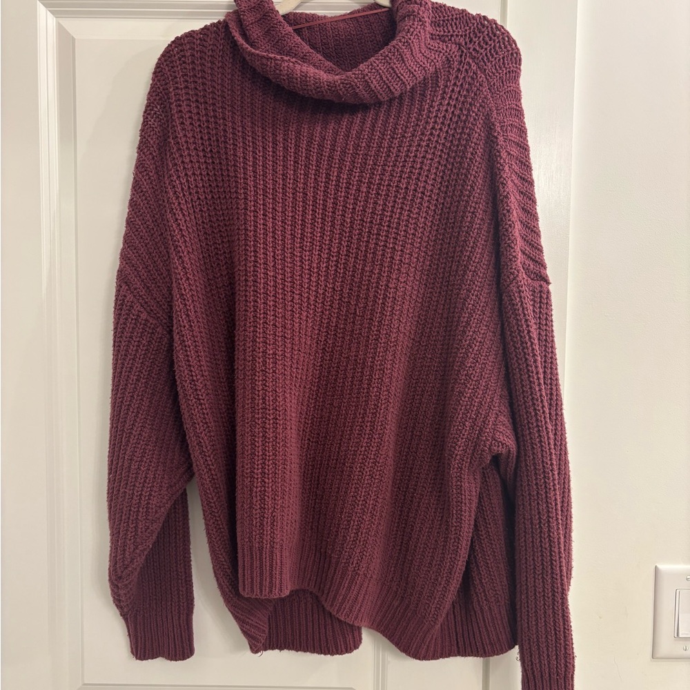 Cozy Burgundy Turtleneck Sweater
